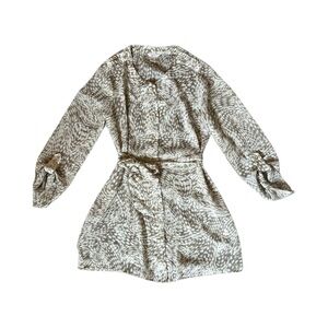 Christopher & Banks Long Sleeve Patterned Dress - light brown and Cream